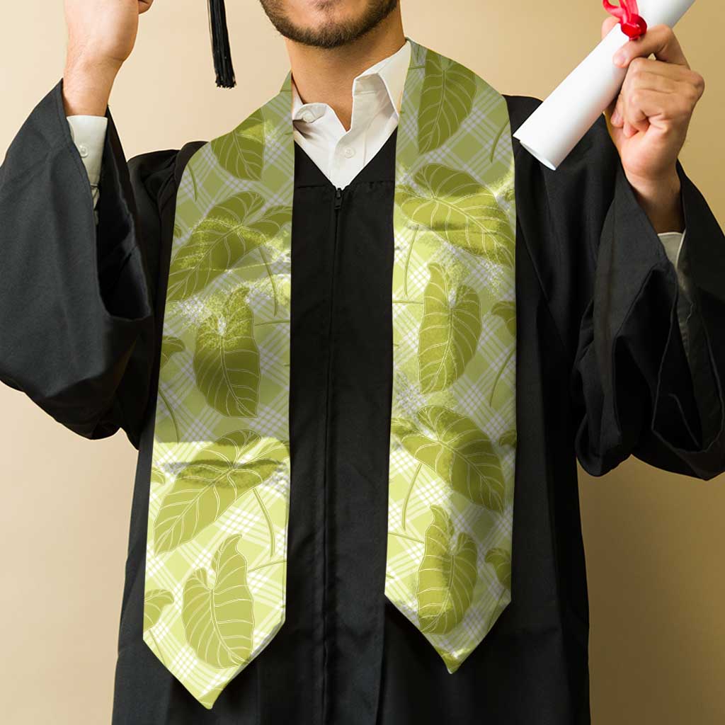 Lime Green Hawaii Kalo Palaka Motifs Graduation Stole Hawaiian Taro Leaves Elegant Vibes LT14 - Polynesian Pride