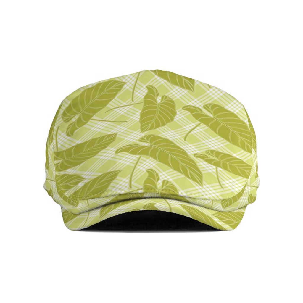 Lime Green Hawaii Kalo Palaka Motifs Jeff Hat Hawaiian Taro Leaves Elegant Vibes LT14 Lime Green - Polynesian Pride
