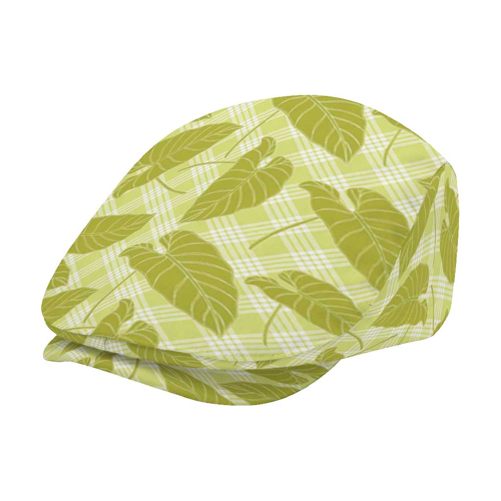 Lime Green Hawaii Kalo Palaka Motifs Jeff Hat Hawaiian Taro Leaves Elegant Vibes LT14 - Polynesian Pride