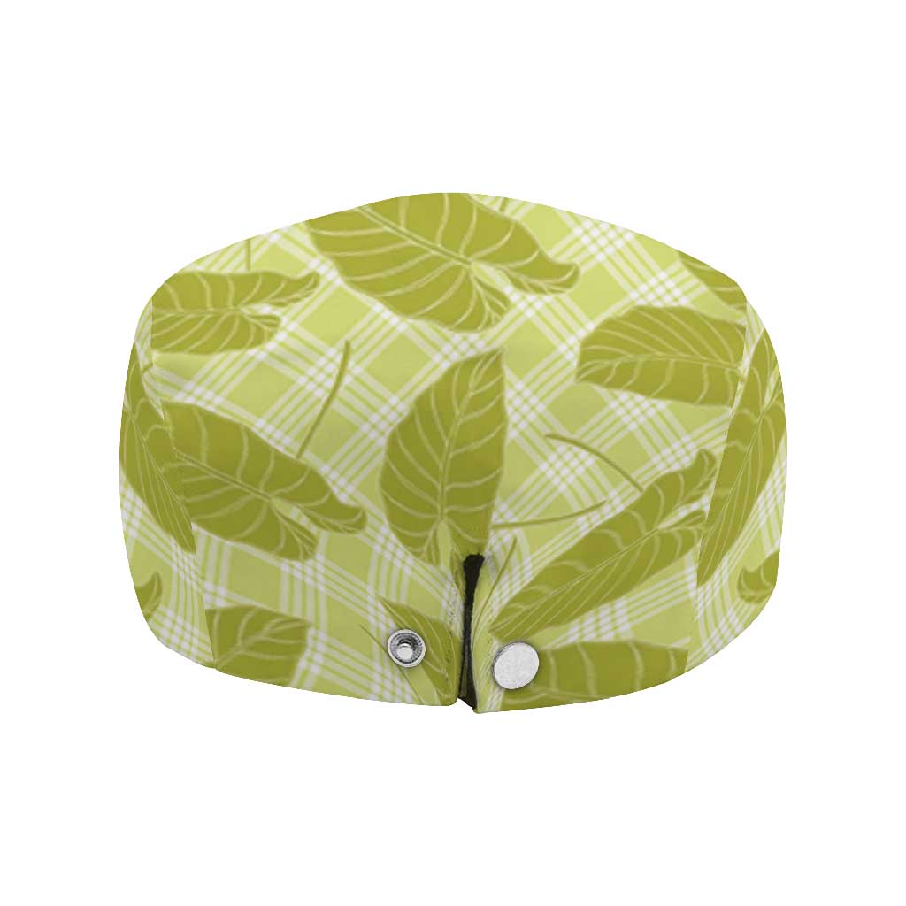 Lime Green Hawaii Kalo Palaka Motifs Jeff Hat Hawaiian Taro Leaves Elegant Vibes LT14 - Polynesian Pride