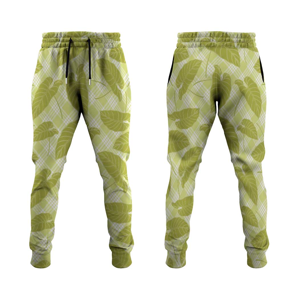 Lime Green Hawaii Kalo Palaka Motifs Jogger Pants Hawaiian Taro Leaves Elegant Vibes LT14 Lime Green - Polynesian Pride