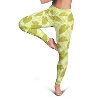 Lime Green Hawaii Kalo Palaka Motifs Leggings Hawaiian Taro Leaves Elegant Vibes LT14 - Polynesian Pride