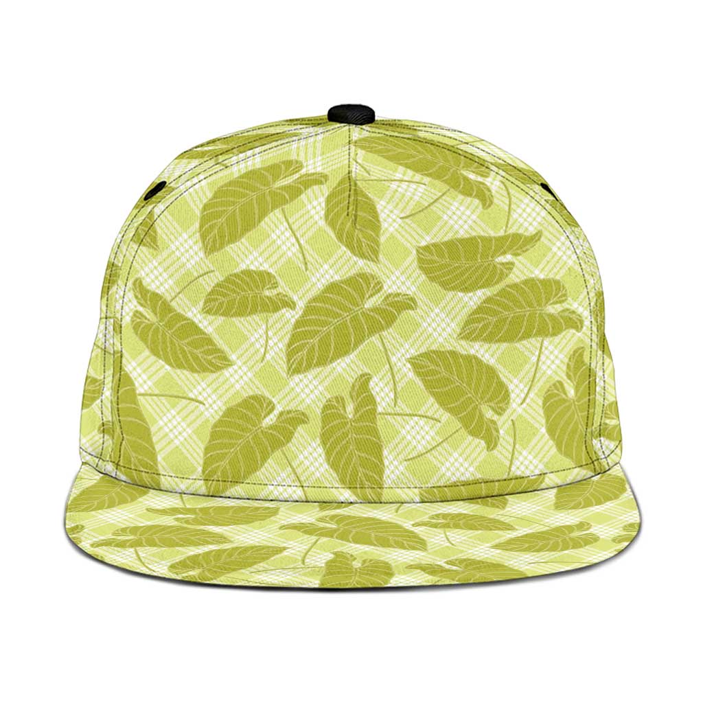 Lime Green Hawaii Kalo Palaka Motifs Snapback Cap Hawaiian Taro Leaves Elegant Vibes LT14 One Size Lime Green - Polynesian Pride