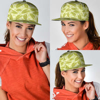 Lime Green Hawaii Kalo Palaka Motifs Snapback Cap Hawaiian Taro Leaves Elegant Vibes LT14 - Polynesian Pride