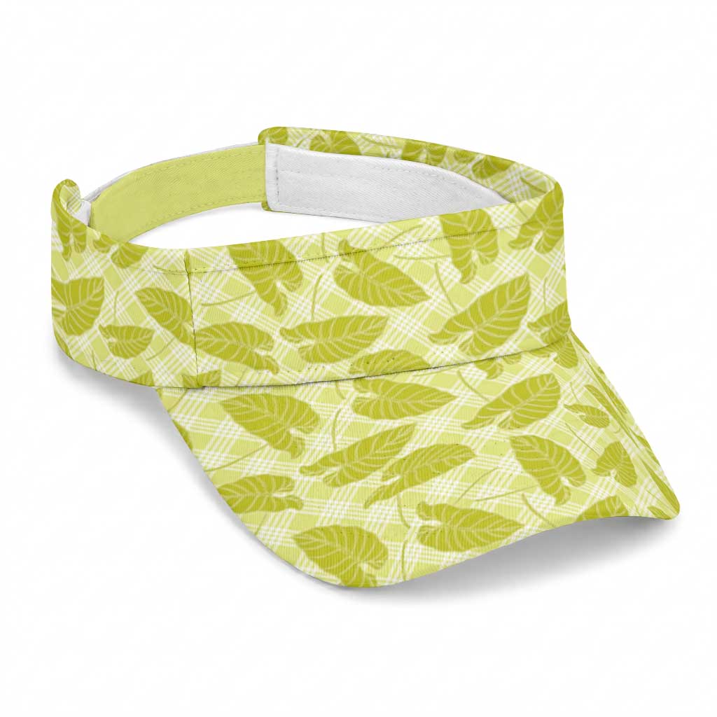 Lime Green Hawaii Kalo Palaka Motifs Sun Visor Cap Hawaiian Taro Leaves Elegant Vibes LT14 Universal Fit Lime Green - Polynesian Pride
