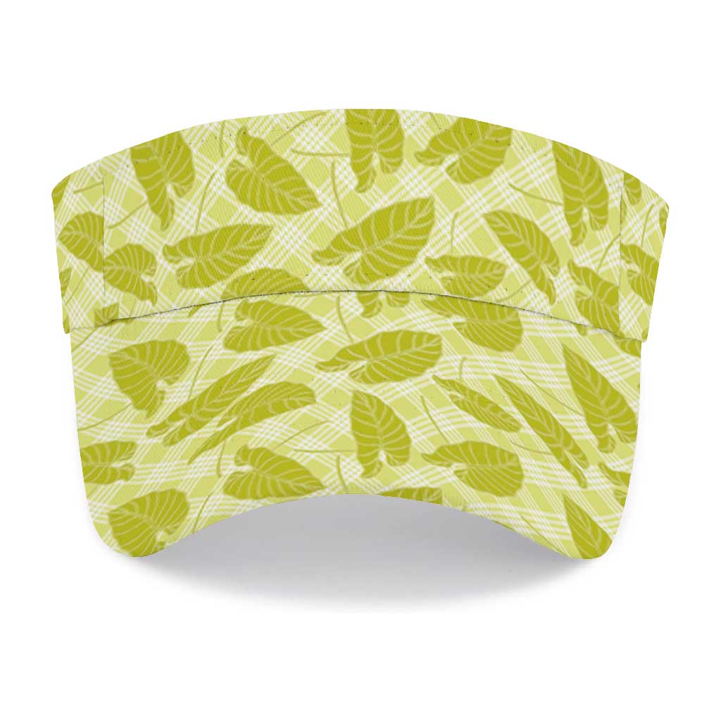 Lime Green Hawaii Kalo Palaka Motifs Sun Visor Cap Hawaiian Taro Leaves Elegant Vibes LT14 - Polynesian Pride