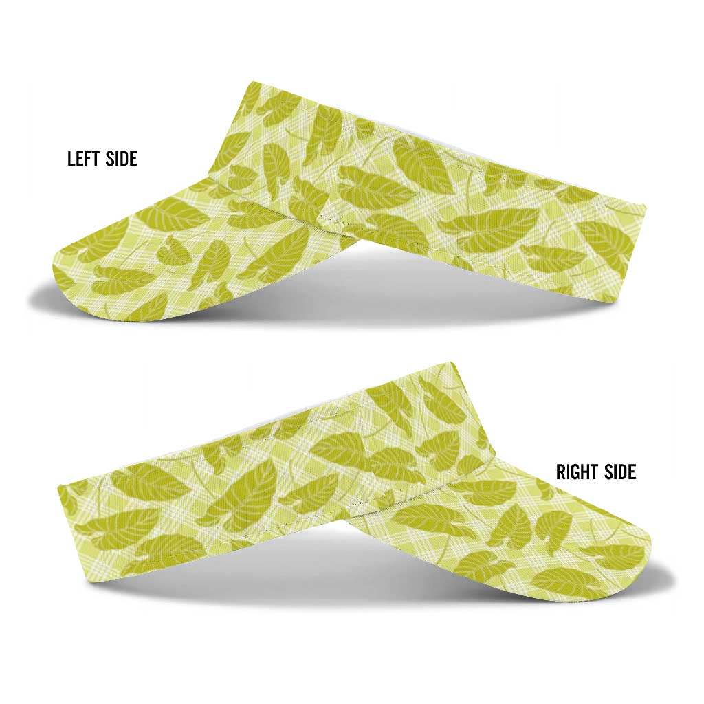 Lime Green Hawaii Kalo Palaka Motifs Sun Visor Cap Hawaiian Taro Leaves Elegant Vibes LT14 - Polynesian Pride