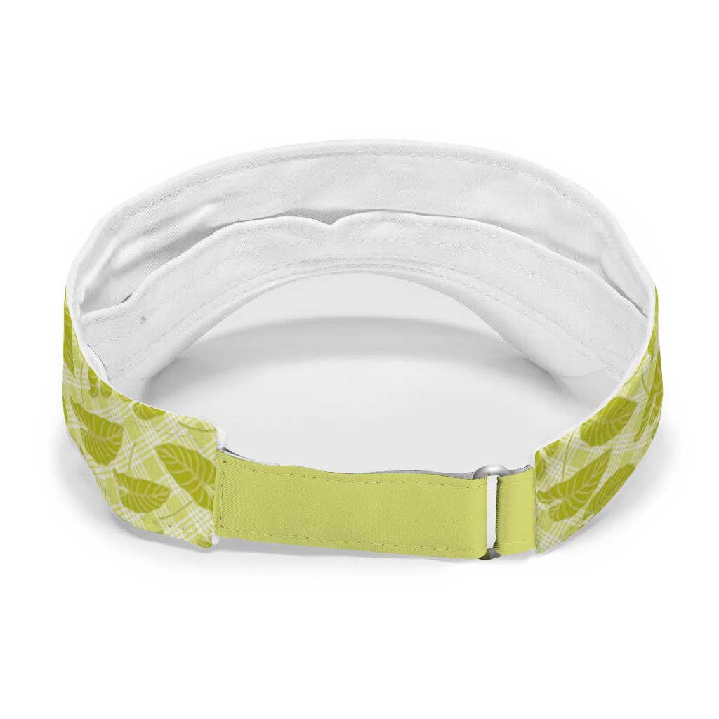 Lime Green Hawaii Kalo Palaka Motifs Sun Visor Cap Hawaiian Taro Leaves Elegant Vibes LT14 - Polynesian Pride