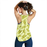Lime Green Hawaii Kalo Palaka Motifs Women Racerback Tank Hawaiian Taro Leaves Elegant Vibes