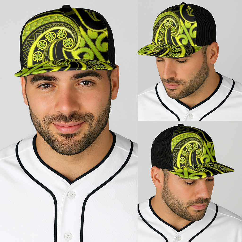 Lime Green New Zealand Mangopare Baseball Net Cap Aotearoa Maori Koru Style - Polynesian Pride