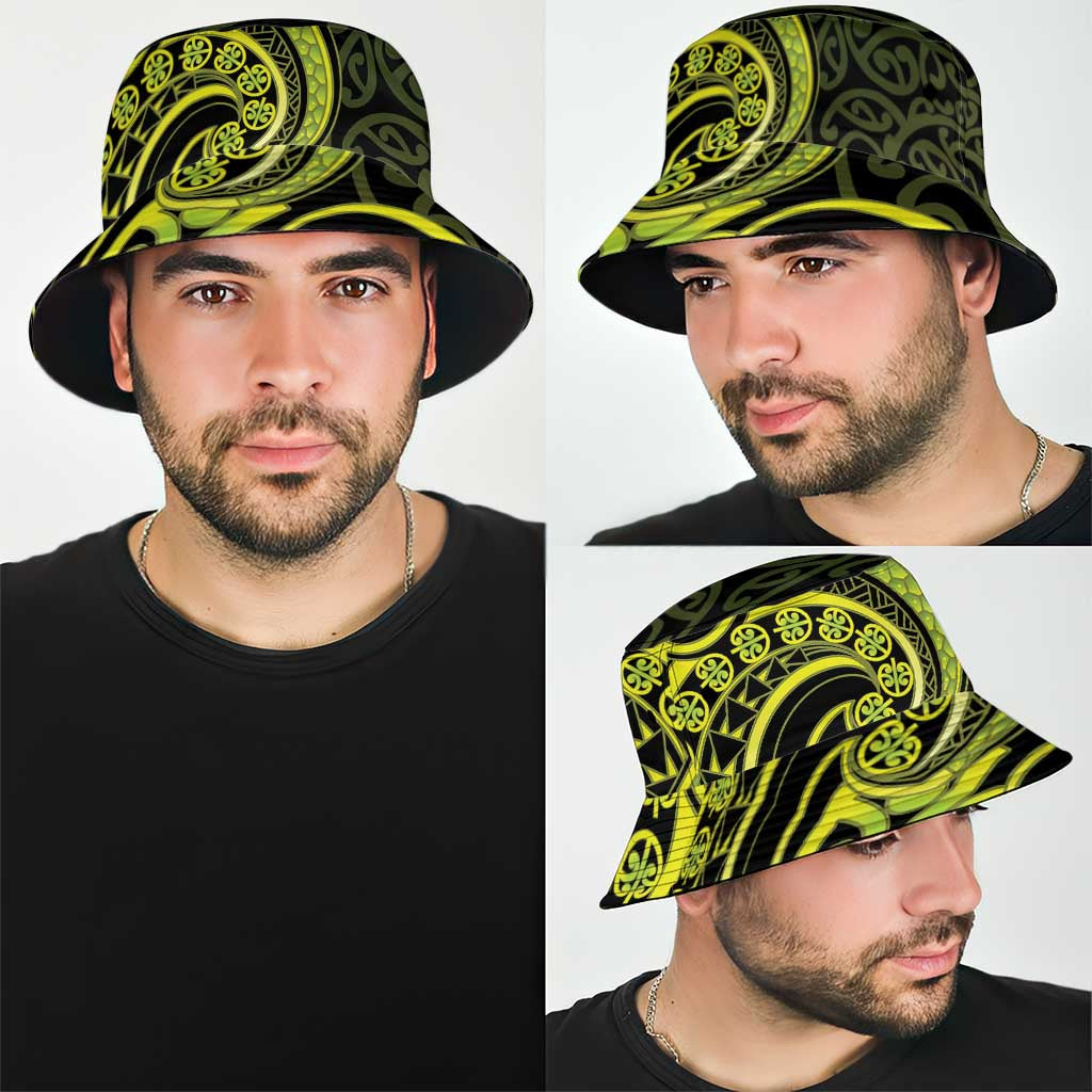 Lime Green New Zealand Mangopare Bucket Hat Aotearoa Maori Koru Style LT14