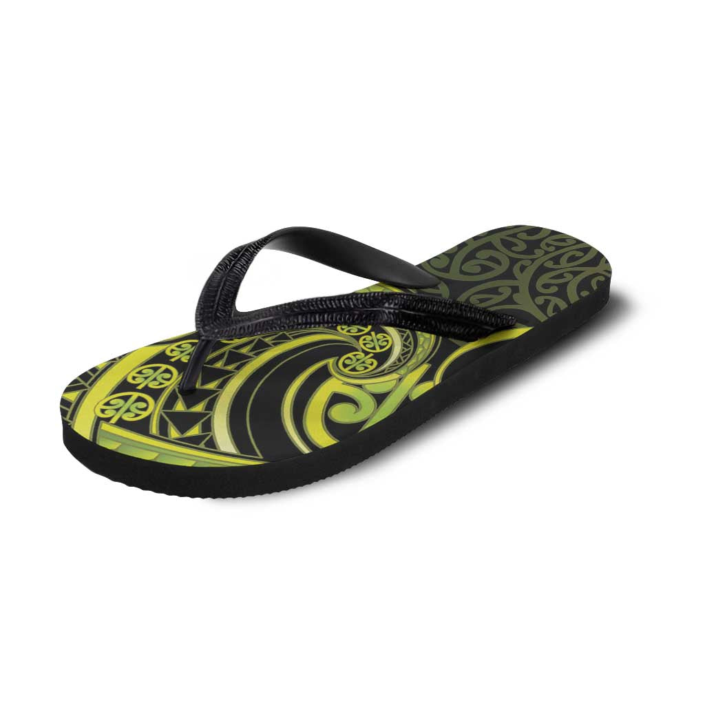 Lime Green New Zealand Mangopare Flip Flops Aotearoa Maori Koru Style - Polynesian Pride