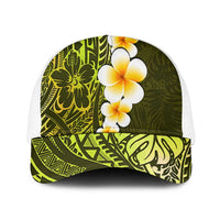 Lime Green Polynesia Baseball Net Cap Plumeria Tropical Leaves With Galaxy Polynesian Art - Polynesian Pride