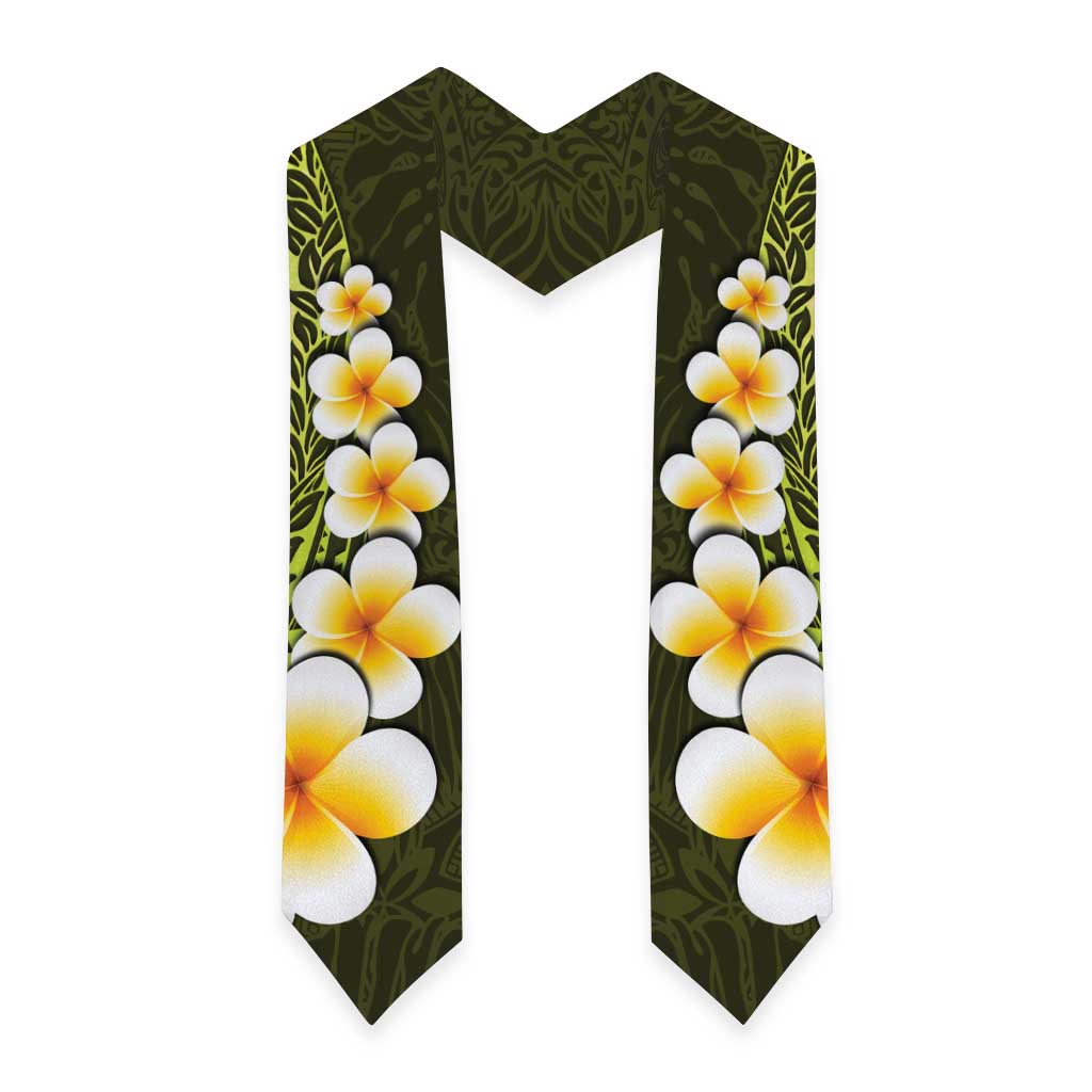 Lime Green Polynesia Graduation Stole Plumeria Tropical Leaves With Galaxy Polynesian Art LT14 - Polynesian Pride