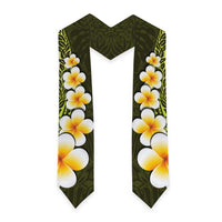 Lime Green Polynesia Graduation Stole Plumeria Tropical Leaves With Galaxy Polynesian Art LT14 - Polynesian Pride