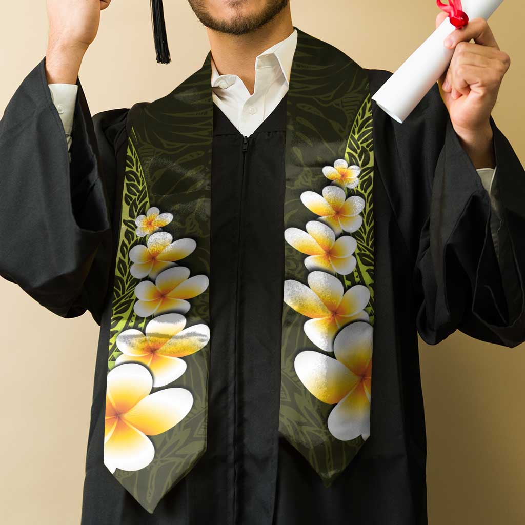 Lime Green Polynesia Graduation Stole Plumeria Tropical Leaves With Galaxy Polynesian Art LT14 - Polynesian Pride