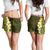 Lime Green Polynesia Shorts for Women Plumeria Tropical Leaves With Galaxy Polynesian Art - Polynesian Pride