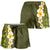 Lime Green Polynesia Shorts for Women Plumeria Tropical Leaves With Galaxy Polynesian Art - Polynesian Pride