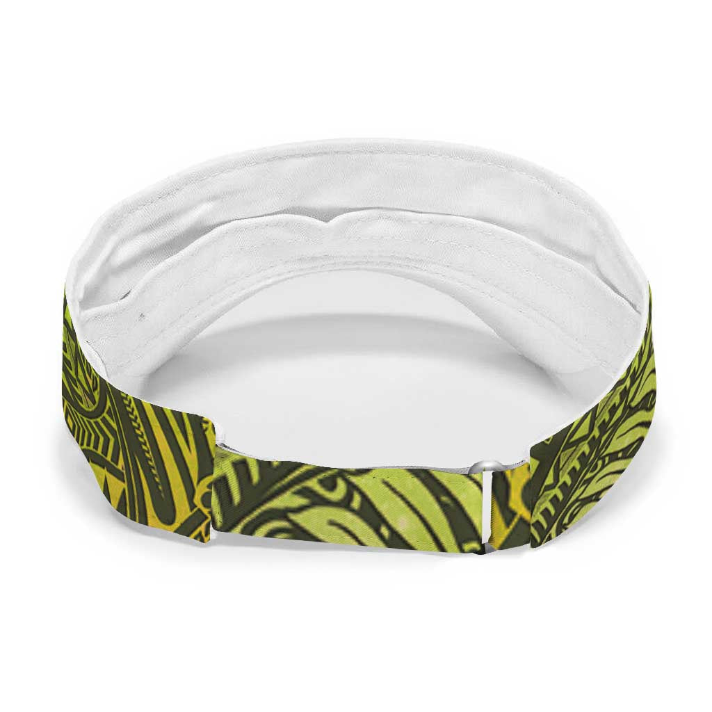 Lime Green Polynesia Sun Visor Cap Plumeria Tropical Leaves With Galaxy Polynesian Art LT14 - Polynesian Pride