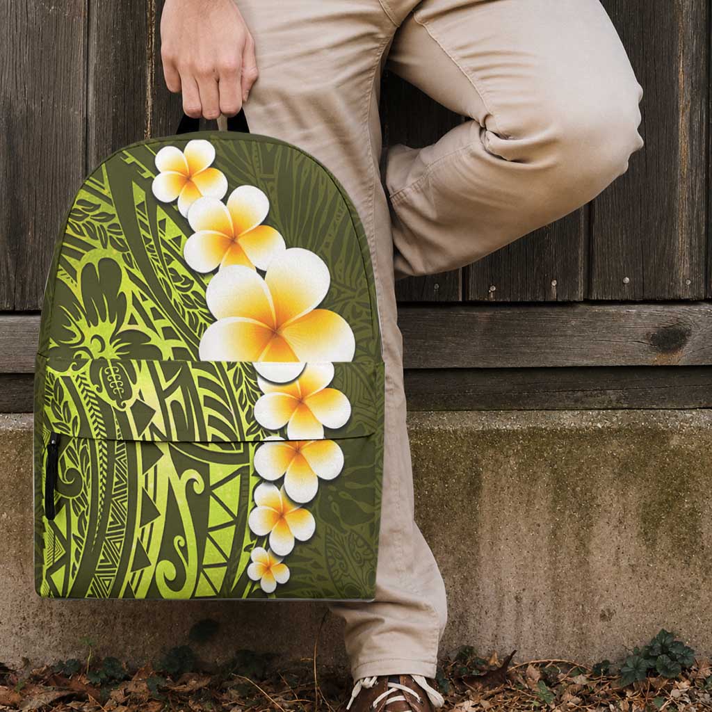 Lime Green Tropical Plumeria With Galaxy Polynesian Art Backpack LT14 - Polynesian Pride