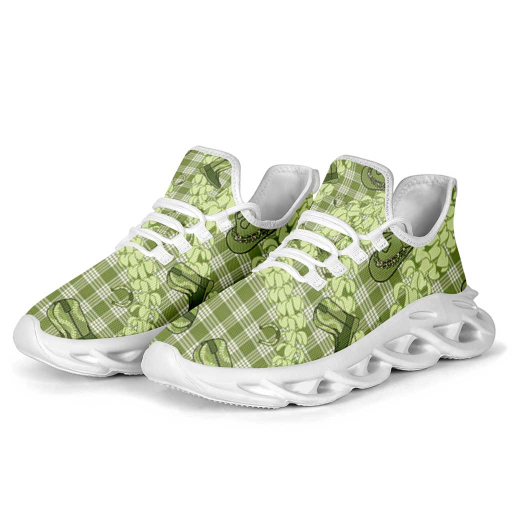 Lime Palaka Hawaii Cowboy Clunky Sneakers Puakenikeni Lei Paniolo Papale Seamless Vibes - Polynesian Pride