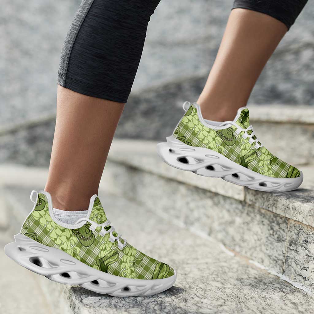 Lime Palaka Hawaii Cowboy Clunky Sneakers Puakenikeni Lei Paniolo Papale Seamless Vibes - Polynesian Pride