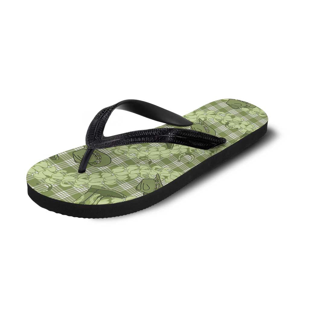 Lime Palaka Hawaii Cowboy Flip Flops Puakenikeni Lei Paniolo Papale Seamless Vibes - Polynesian Pride