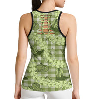 Lime Palaka Hawaii Cowboy Hollow Tank Top Puakenikeni Lei Paniolo Papale Seamless Vibes - Polynesian Pride