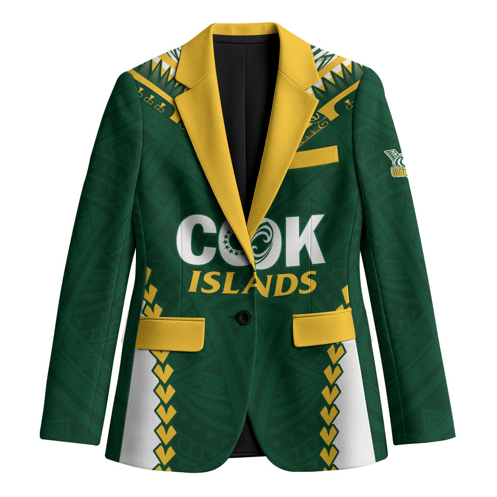 Custom Rugby League Cook Islands Blazer Tribal Pattern Green Version