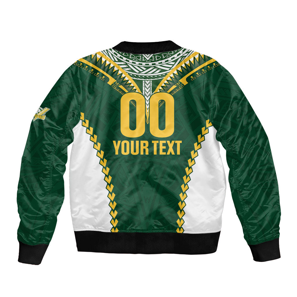 Custom Rugby League Cook Islands Bomber Jacket Tribal Pattern Green Version LT01 - Polynesian Pride
