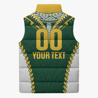 Custom Rugby League Cook Islands Sleeveless Puffer Jacket Tribal Pattern Green Version LT01 - Polynesian Pride