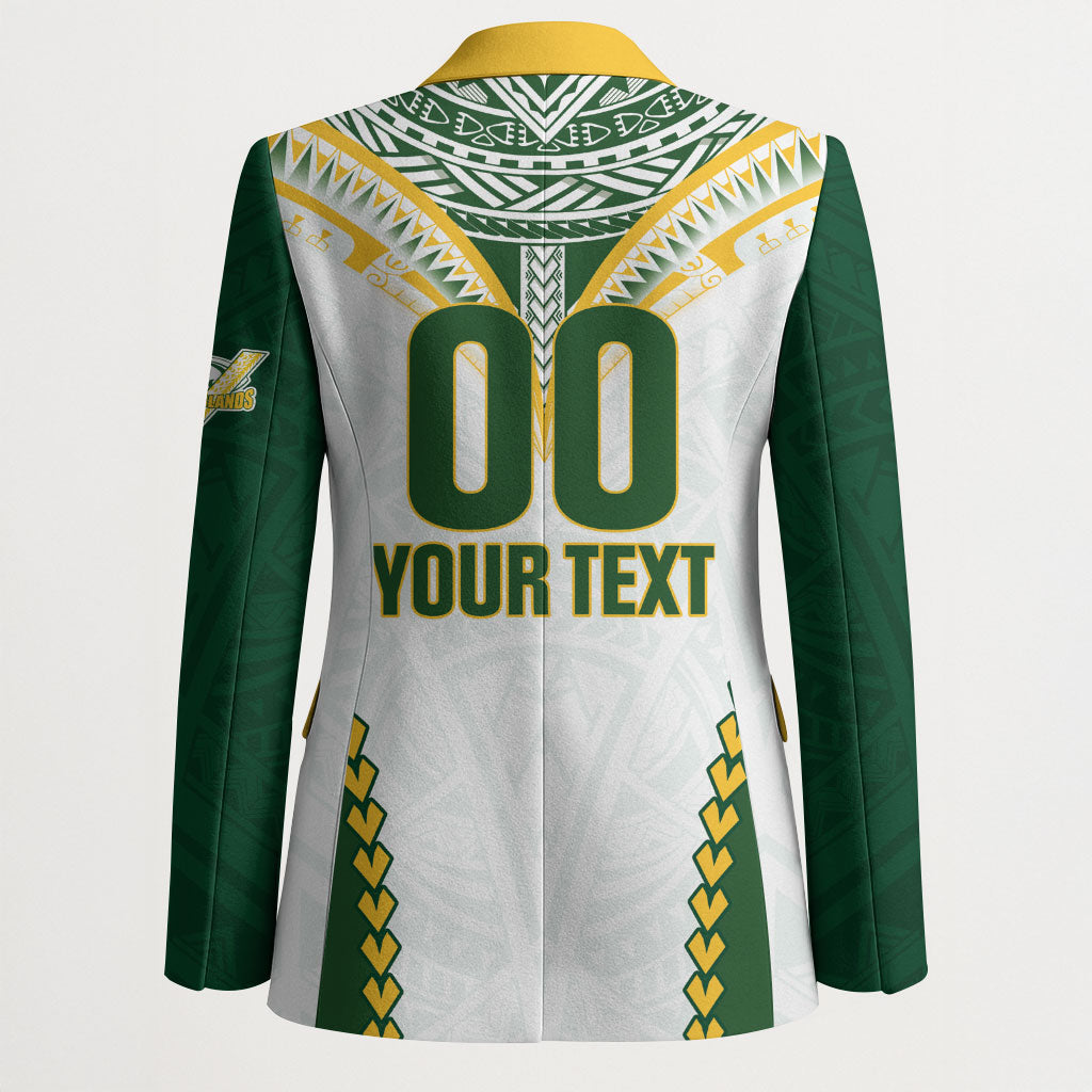 Custom Rugby League Cook Islands Blazer Tribal Pattern White Version LT01 - Polynesian Pride