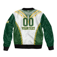 Custom Rugby League Cook Islands Bomber Jacket Tribal Pattern White Version LT01 - Polynesian Pride