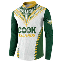 Custom Rugby League Cook Islands Button Sweatshirt Tribal Pattern White Version LT01 - Polynesian Pride