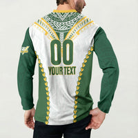 Custom Rugby League Cook Islands Button Sweatshirt Tribal Pattern White Version LT01 - Polynesian Pride