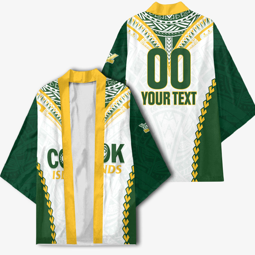 Custom Rugby League Cook Islands Kimono Tribal Pattern White Version LT01 - Polynesian Pride
