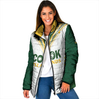 Custom Rugby League Cook Islands Padded Jacket Tribal Pattern White Version LT01 Women White - Polynesian Pride