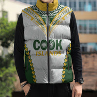 Custom Rugby League Cook Islands Sleeveless Puffer Jacket Tribal Pattern White Version LT01 - Polynesian Pride
