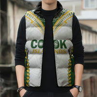 Custom Rugby League Cook Islands Sleeveless Puffer Jacket Tribal Pattern White Version LT01 - Polynesian Pride