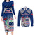 Custom Samoa Rugby Couples Matching Long Sleeve Bodycon Dress and Long Sleeve Button Shirt Toa Samoa Myriad Patterns LT01 Blue - Polynesian Pride