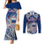 Custom Samoa Rugby Couples Matching Mermaid Dress and Long Sleeve Button Shirt Toa Samoa Myriad Patterns LT01 Blue - Polynesian Pride