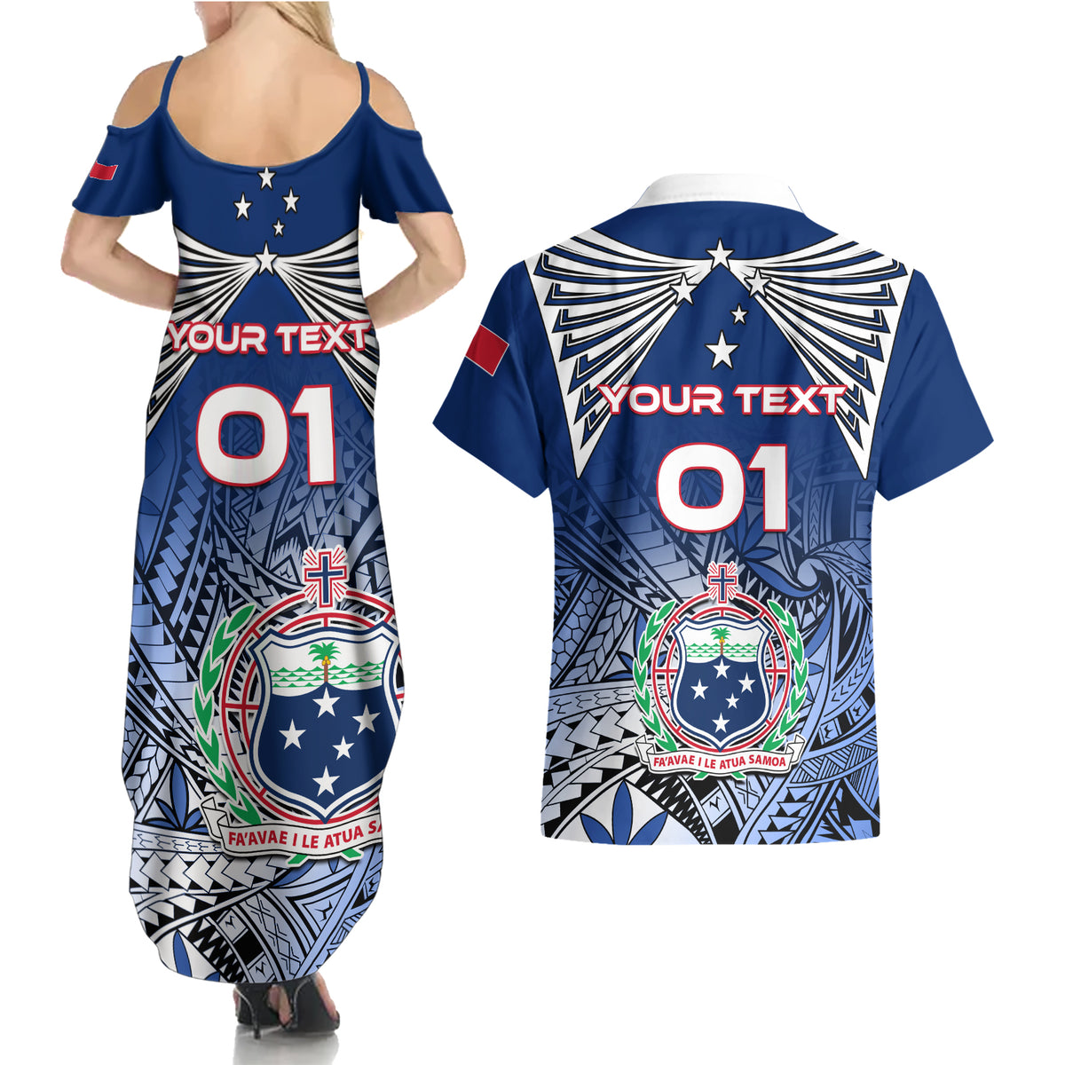 Custom Samoa Rugby Couples Matching Summer Maxi Dress and Hawaiian Shirt Toa Samoa Myriad Patterns LT01 - Polynesian Pride