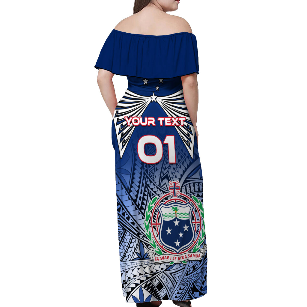 Custom Samoa Rugby Off Shoulder Maxi Dress Toa Samoa Myriad Patterns LT01 - Polynesian Pride
