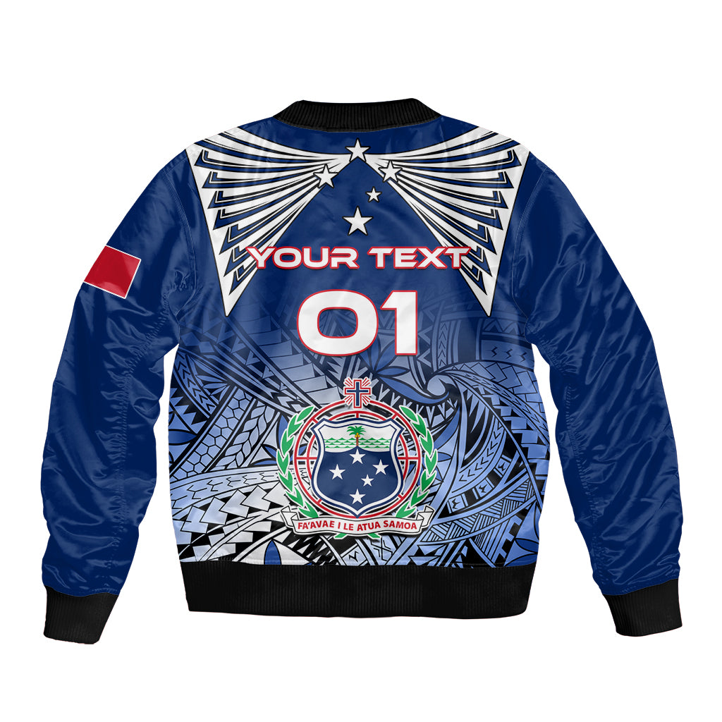 Custom Samoa Rugby Sleeve Zip Bomber Jacket Toa Samoa Myriad Patterns LT01 - Polynesian Pride