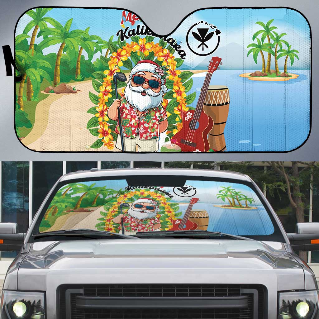 Hawaii Golf Christmas Auto Sun Shade Mele Kalikimaka Funny Golfer Santa - Polynesian Pride