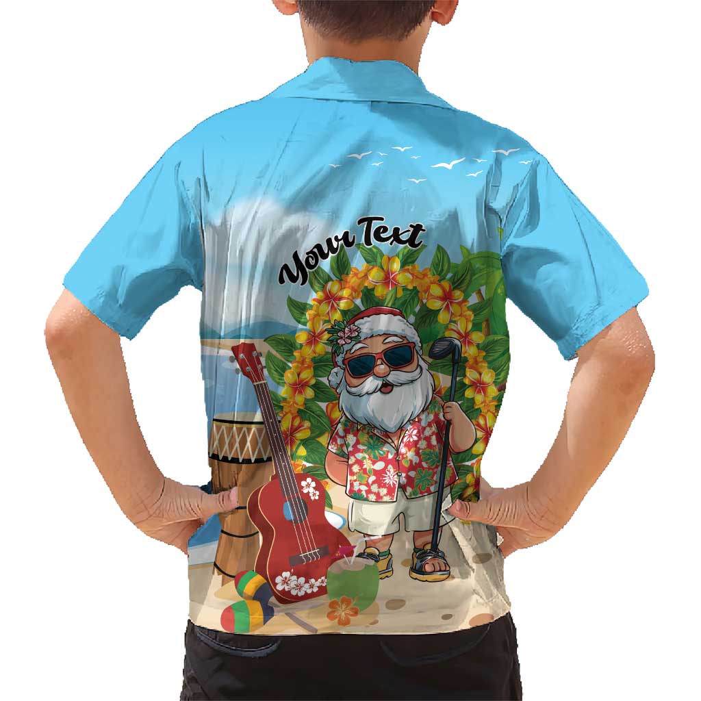 Personalized Hawaii Golf Christmas Family Matching Short Sleeve Bodycon Dress and Hawaiian Shirt Mele Kalikimaka Funny Golfer Santa - Polynesian Pride