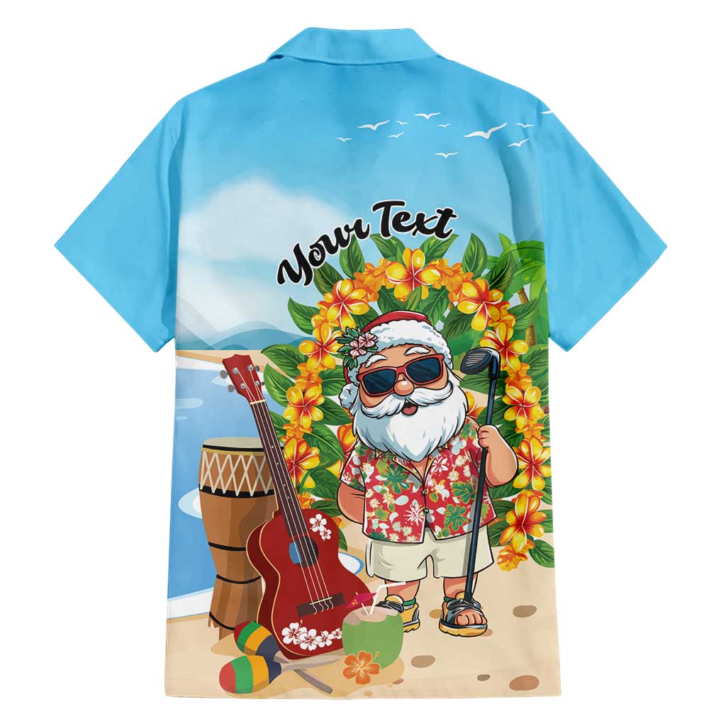 Personalized Hawaii Golf Christmas Family Matching Short Sleeve Bodycon Dress and Hawaiian Shirt Mele Kalikimaka Funny Golfer Santa - Polynesian Pride