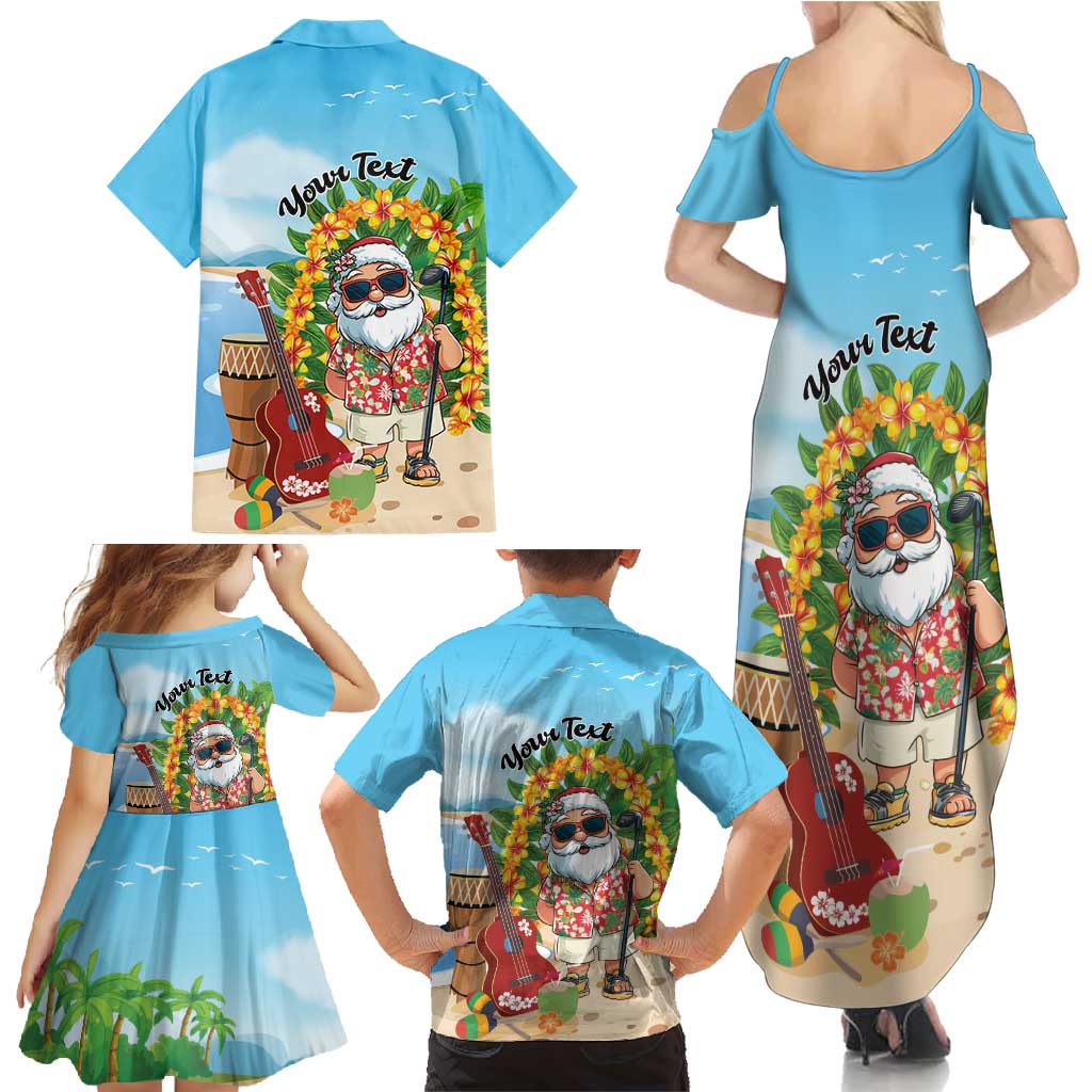Personalized Hawaii Golf Christmas Family Matching Summer Maxi Dress and Hawaiian Shirt Mele Kalikimaka Funny Golfer Santa - Polynesian Pride