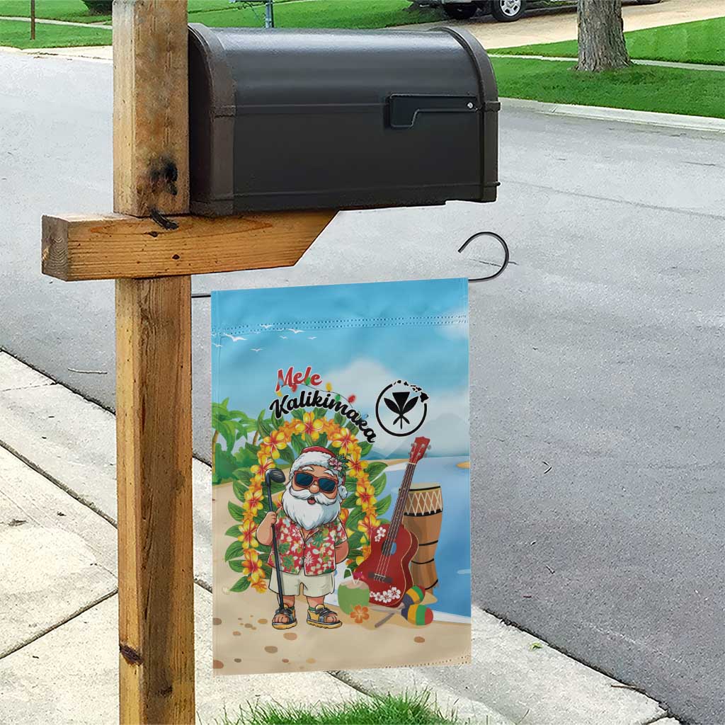 Hawaii Golf Christmas Garden Flag Mele Kalikimaka Funny Golfer Santa - Polynesian Pride