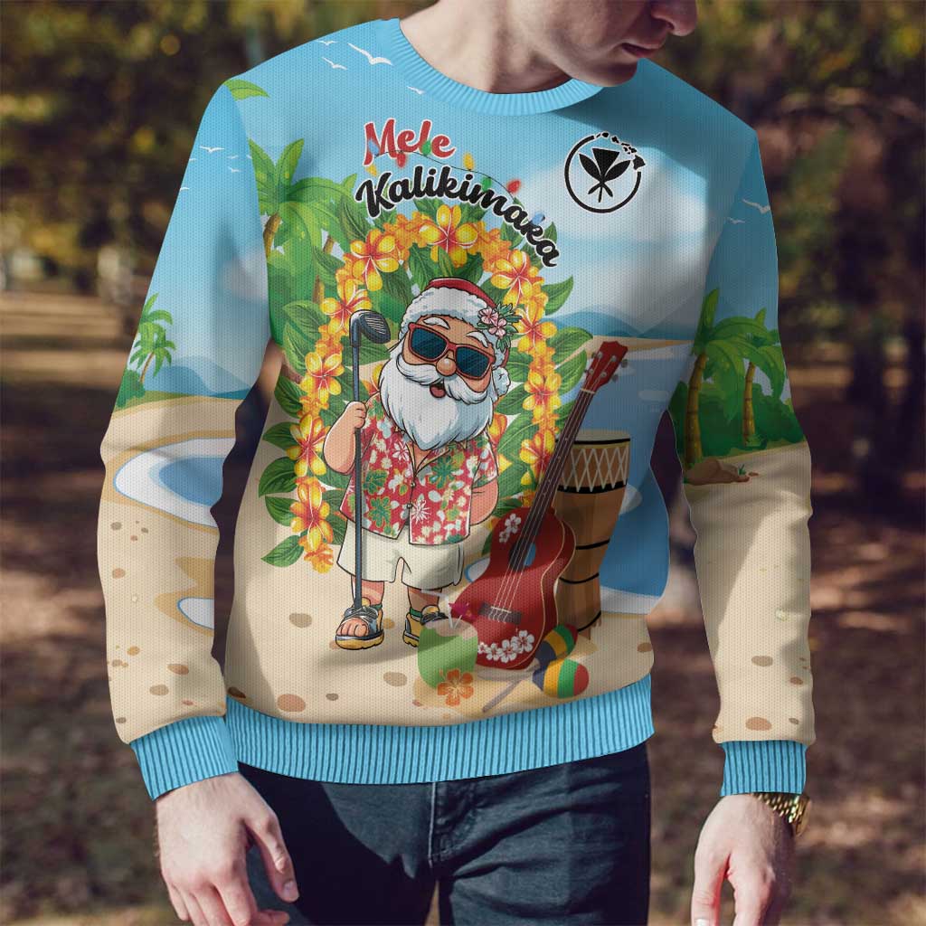 Personalized Hawaii Golf Christmas Ugly Christmas Sweater Mele Kalikimaka Funny Golfer Santa - Polynesian Pride